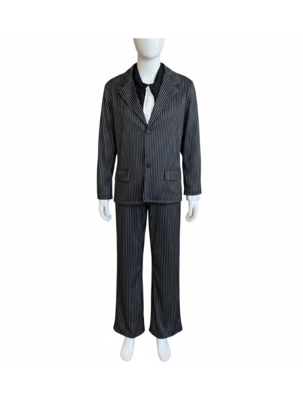 EraSpooky Black White Pinstripe 3 Piece Suit Costume Set Medium Halloween Cospla